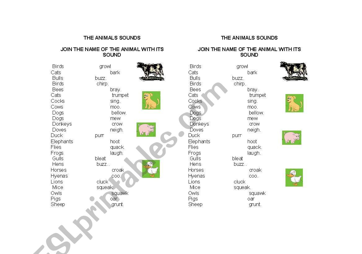 the animals sounds worksheet