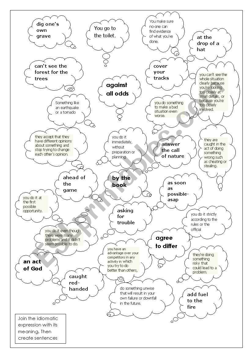 idiomatic expressions worksheet