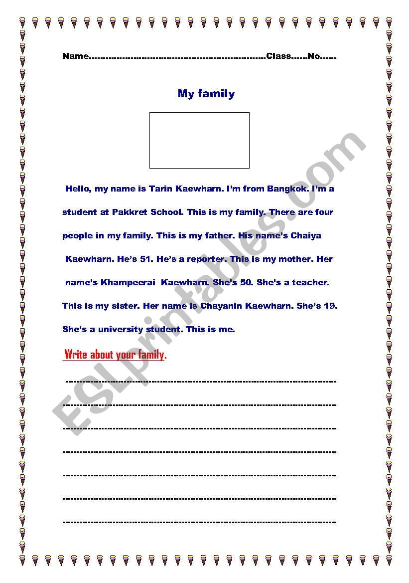 My family worksheet