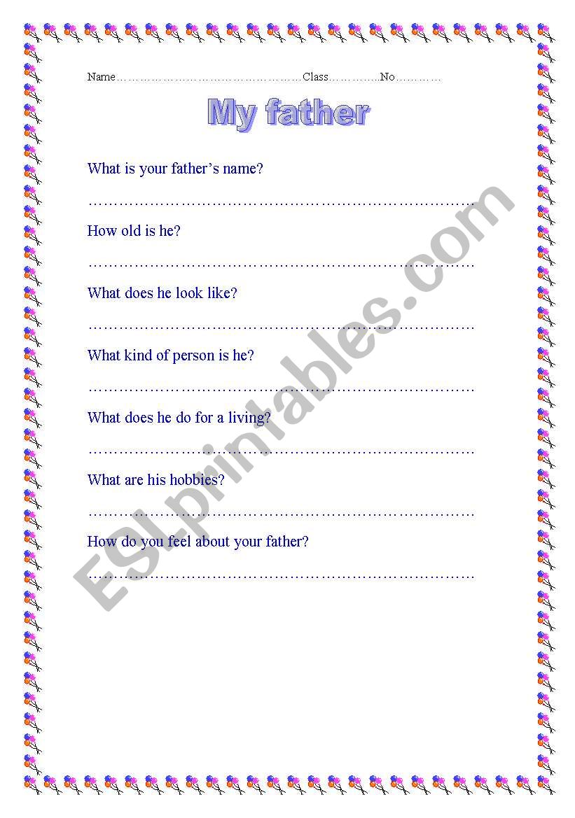 My father worksheet