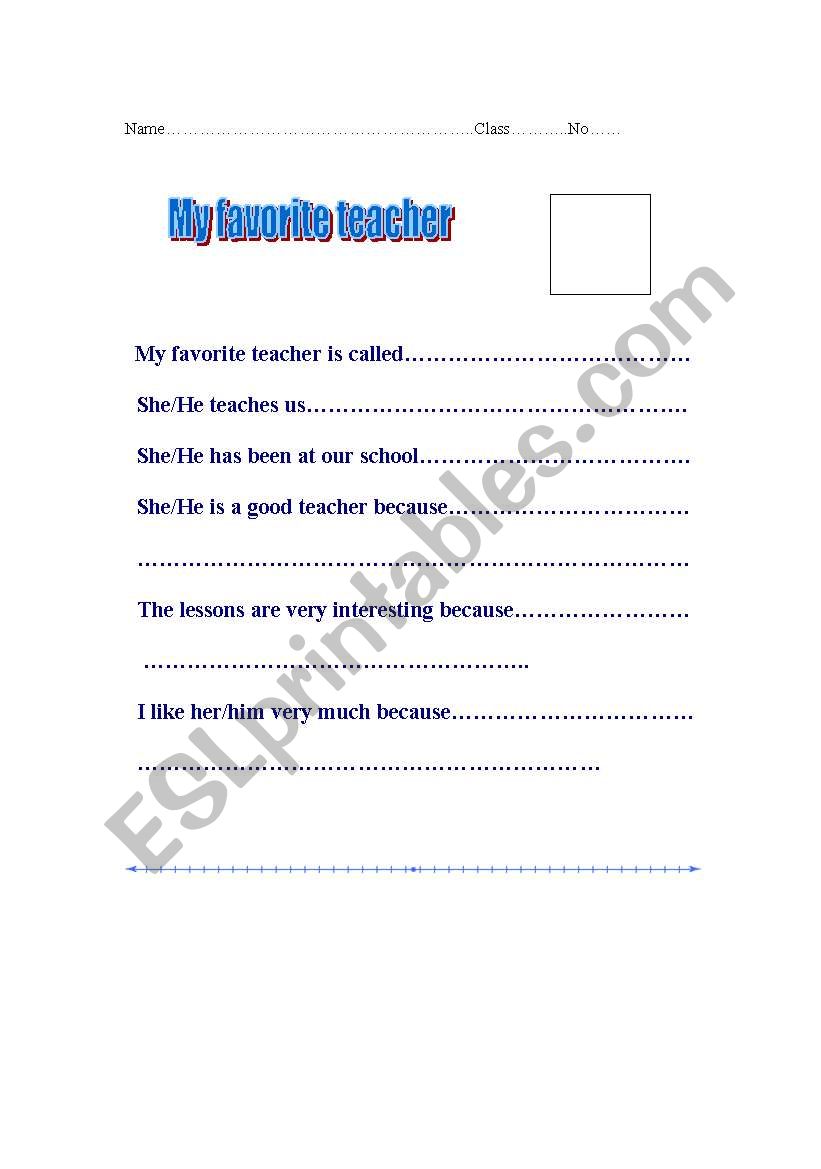 My favorite teacher worksheet