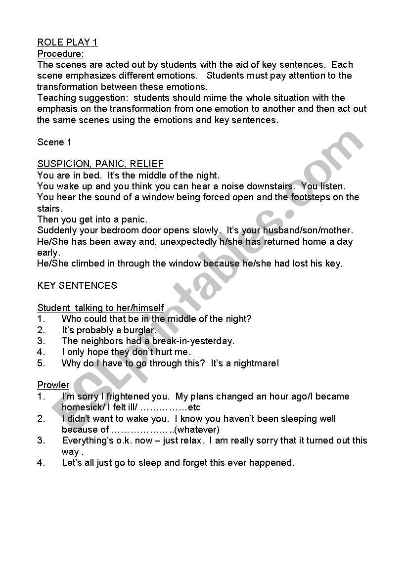 DRAMA - ROLE PLAY  worksheet