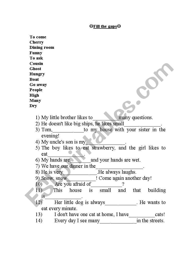 Vocabulary worksheet