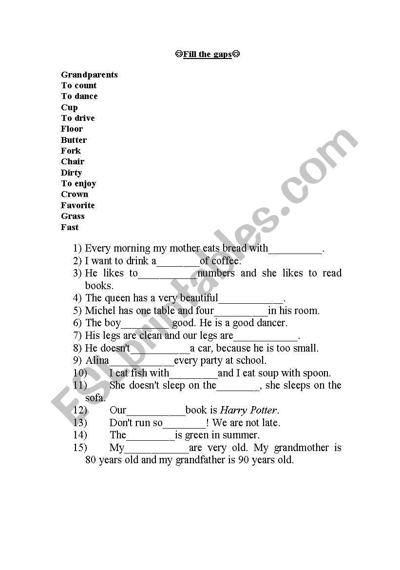 General Vocabulary worksheet