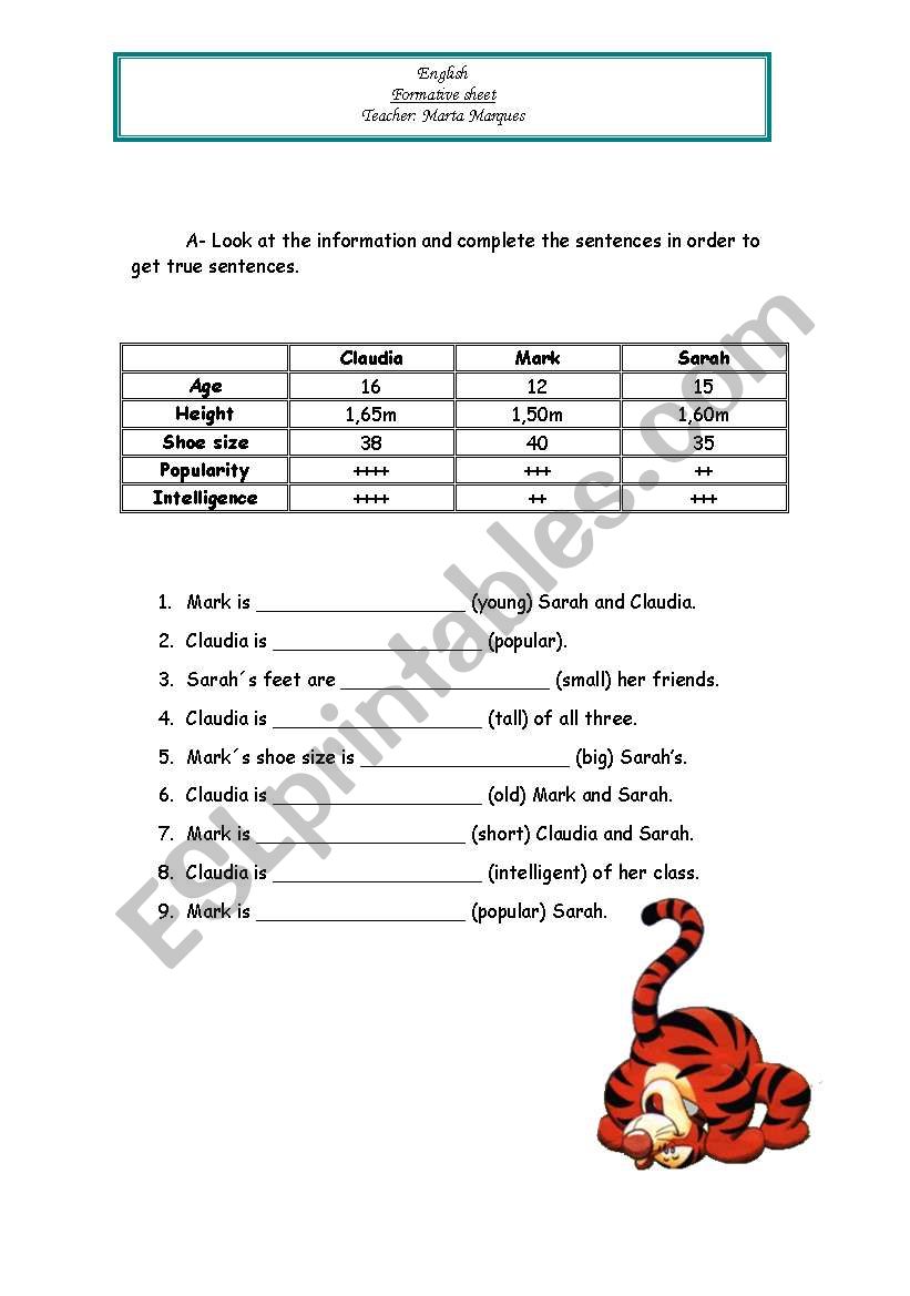 Adjectives worksheet