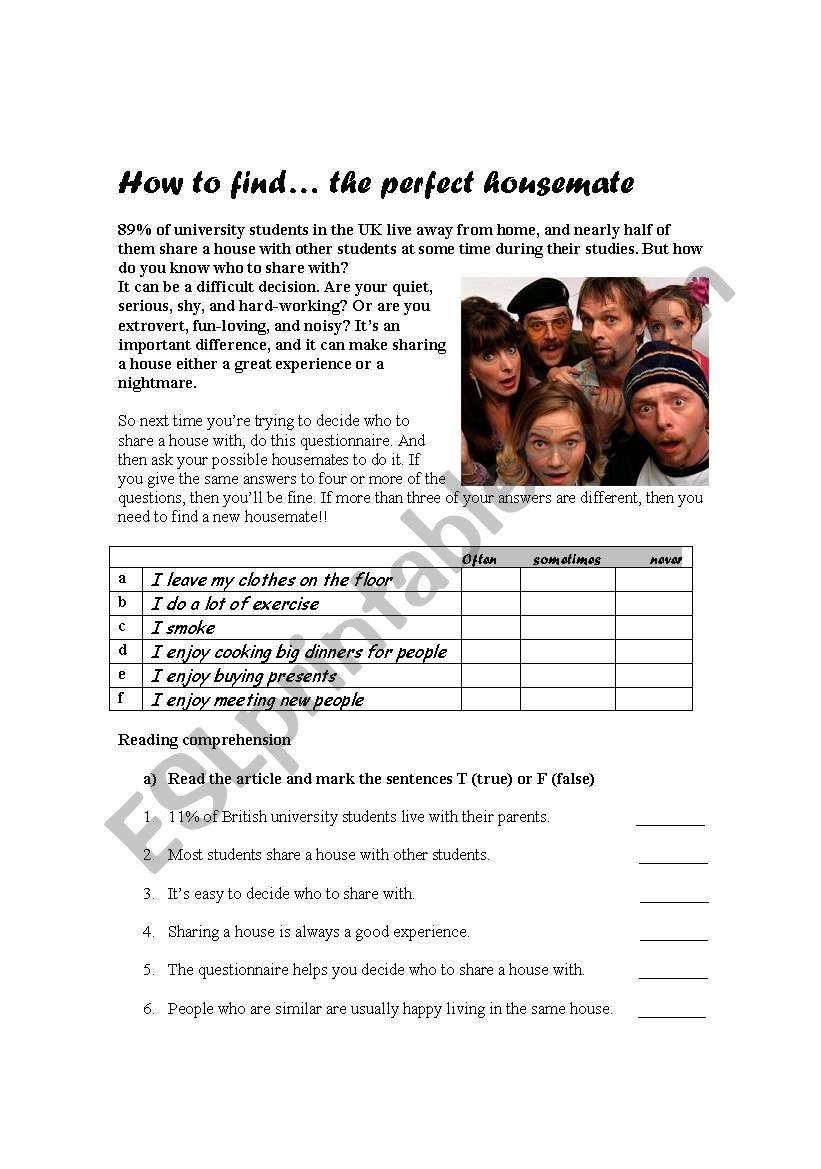 reading comprehension worksheet