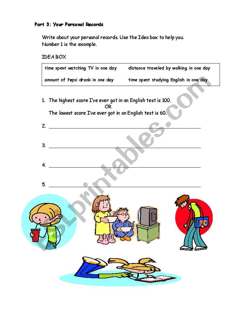 Your Personal Records worksheet
