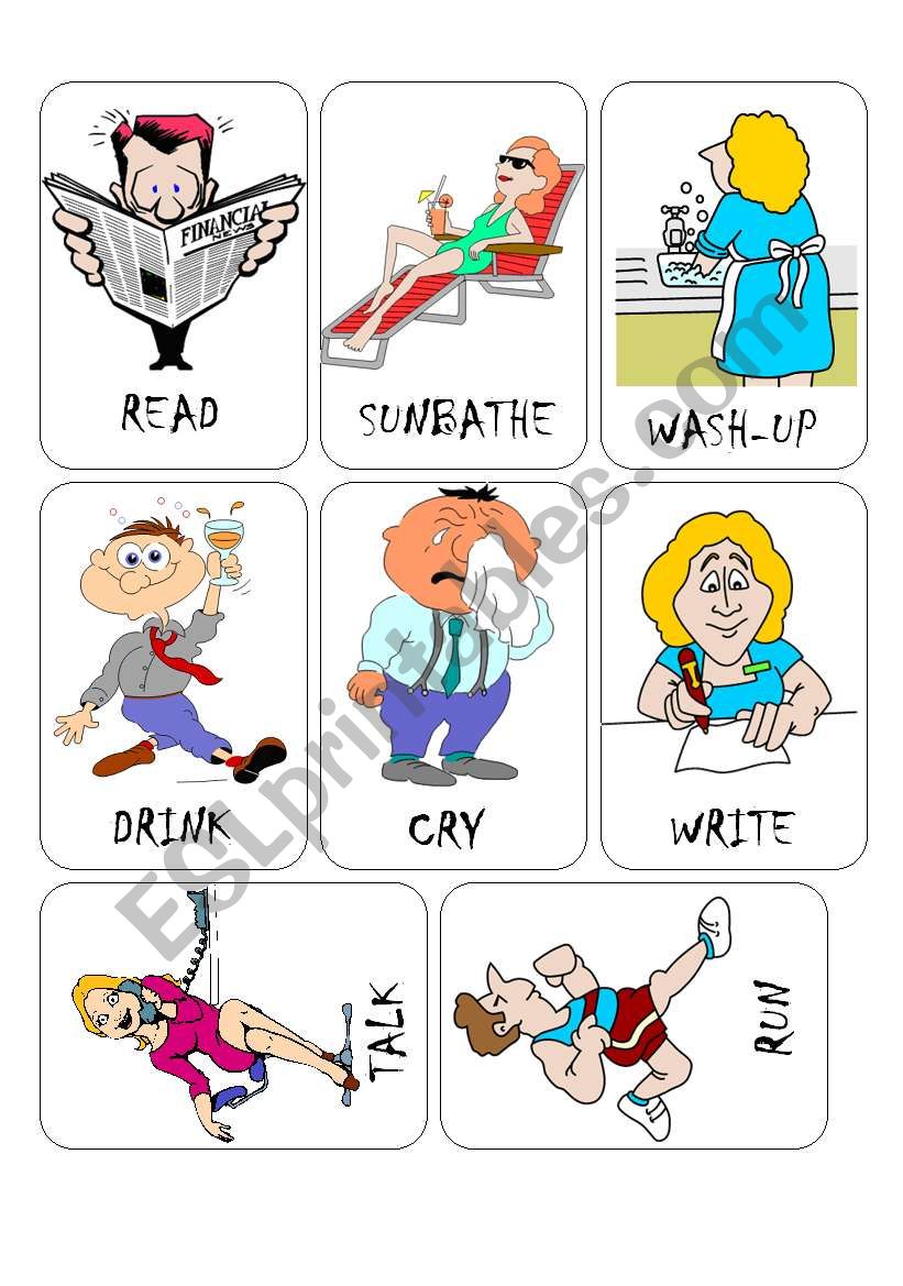 The Great Verb Game - Cards 2 worksheet