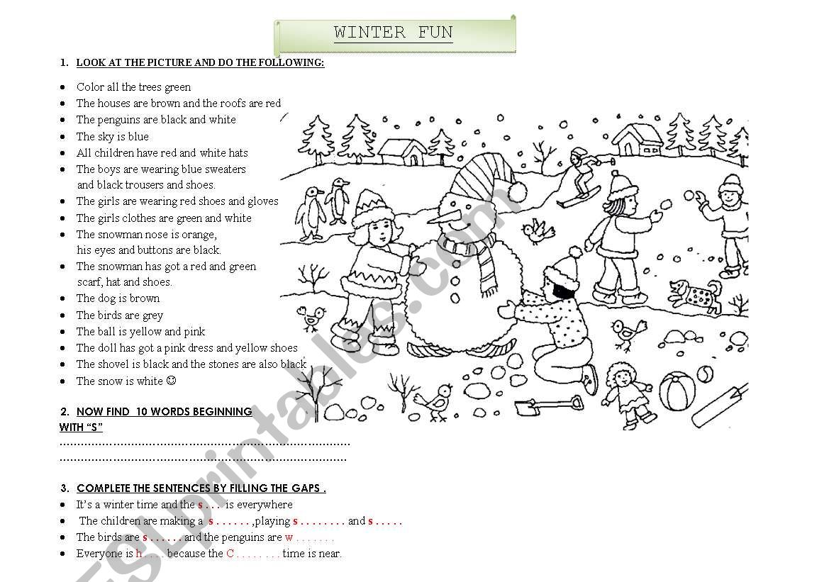 WINTER FUN worksheet