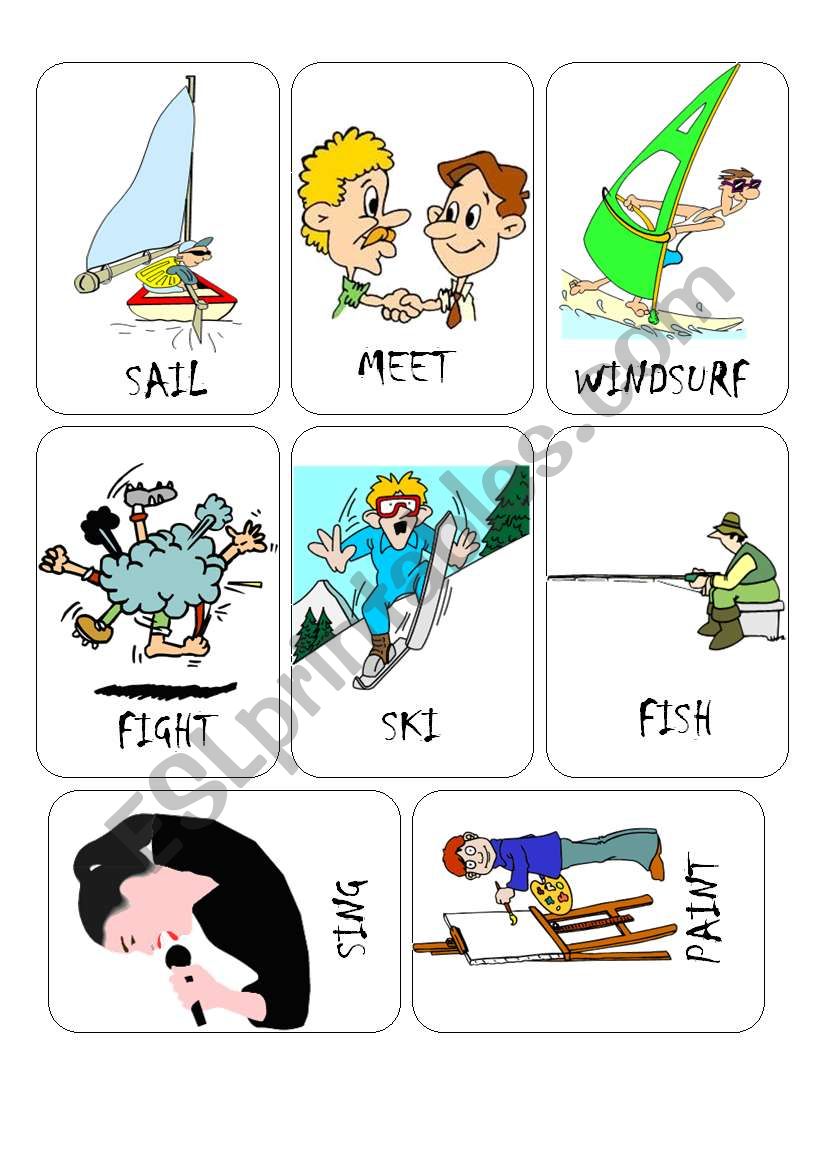 The Great Verb Game - Cards 3 worksheet