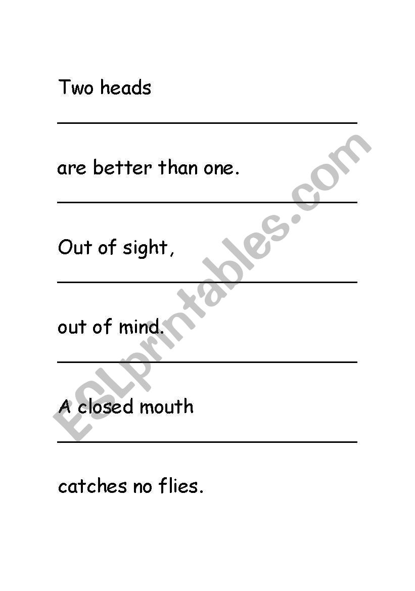 proverbs worksheet