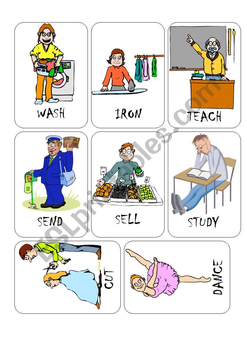 The Great Verb Game - Cards 4 worksheet