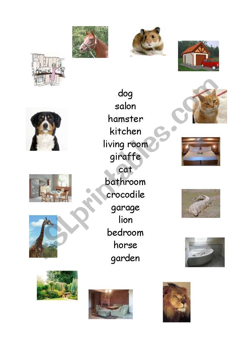 animals and parts of a house worksheet