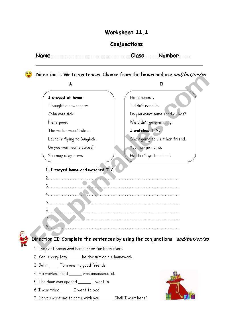 Conjunctions worksheet