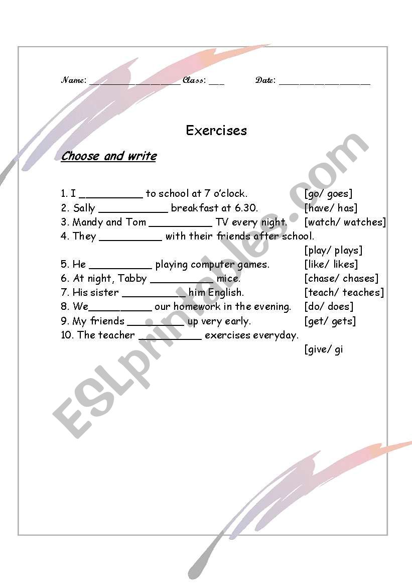 Present simple worksheet