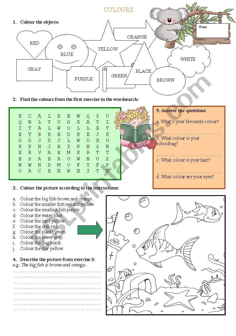 COLOURS worksheet