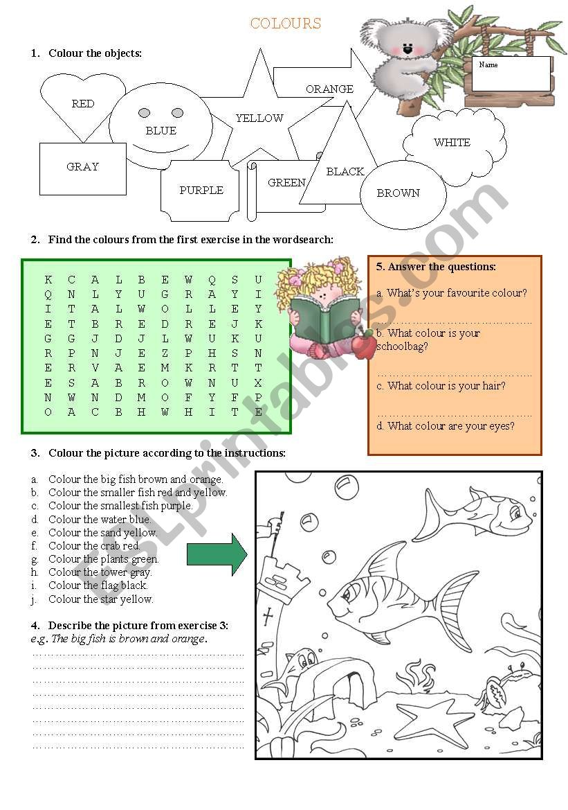 COLOURS worksheet