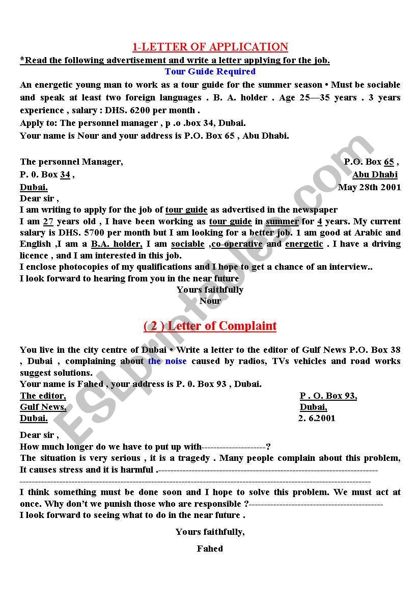 how to write a letter worksheet