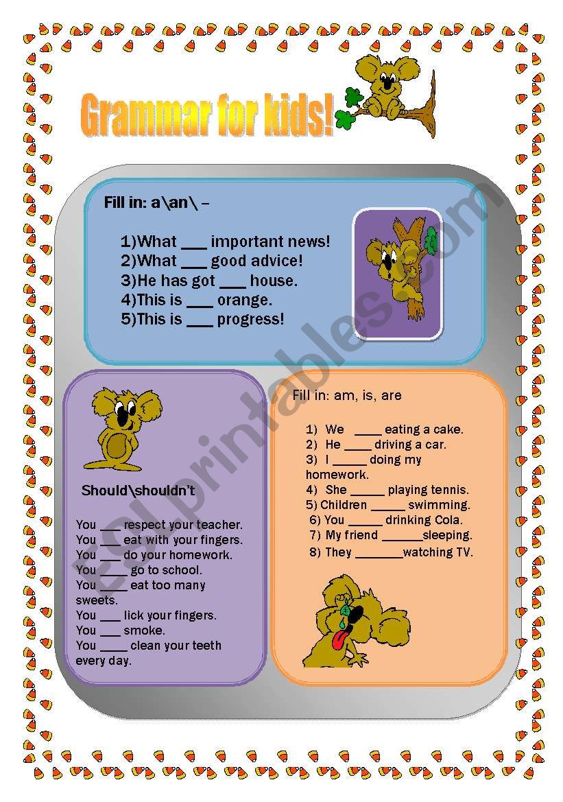 Grammar for kids! worksheet