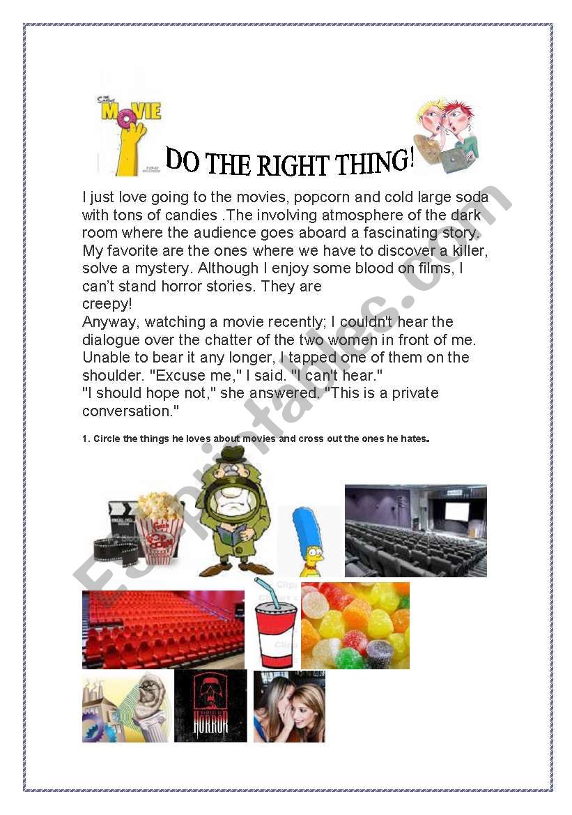 Do the right thing ! worksheet