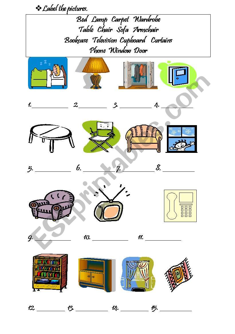 FURNITURE worksheet