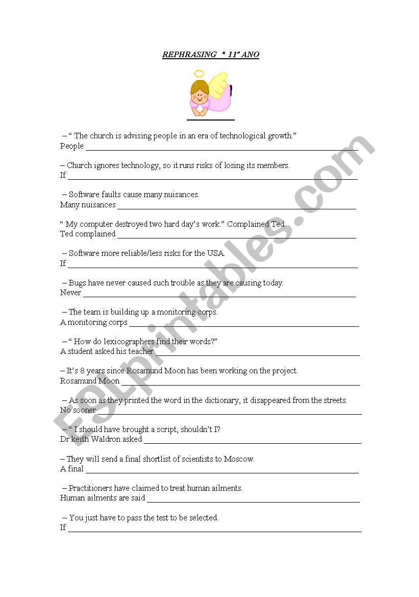 Rephrasing worksheet