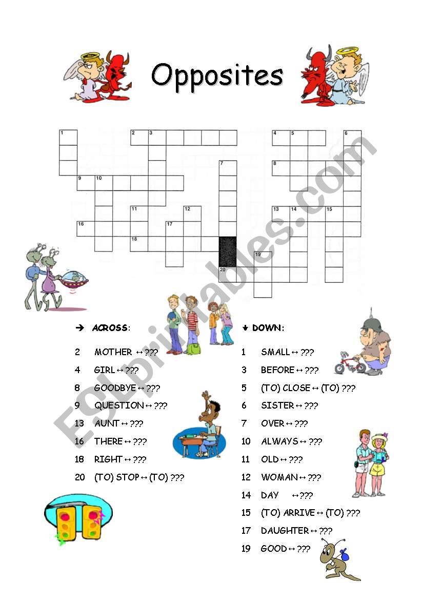 Crossword OPPOSITES worksheet