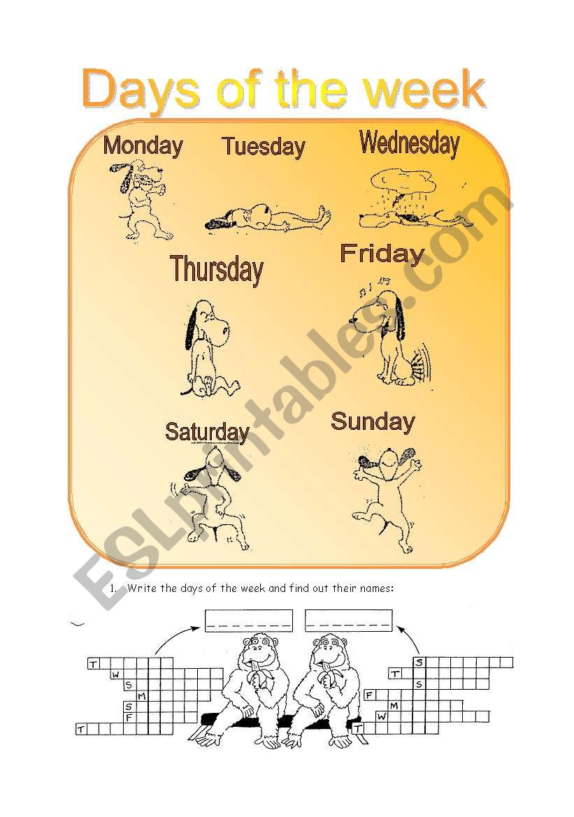 Days of the week worksheet