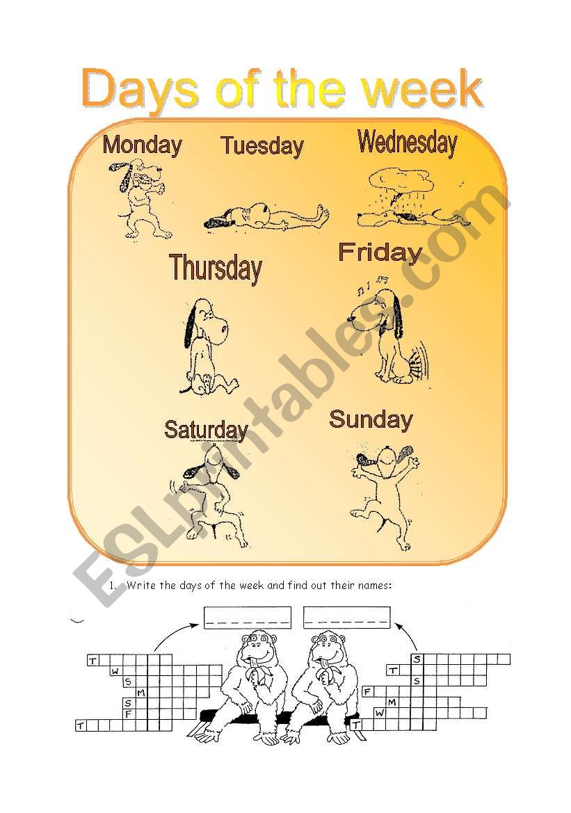 Days of the week worksheet