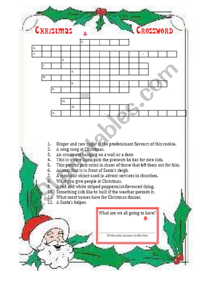 Christmas Crossword worksheet