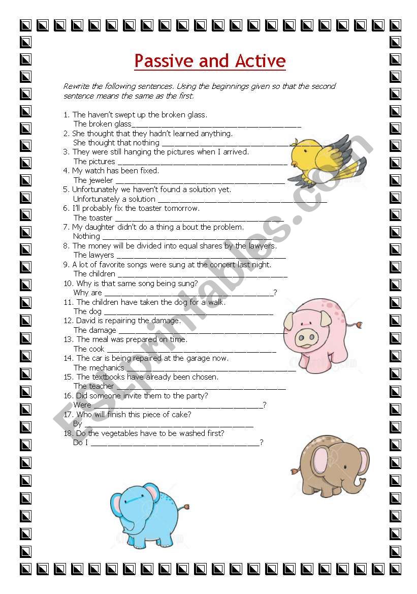 Passive and Active worksheet