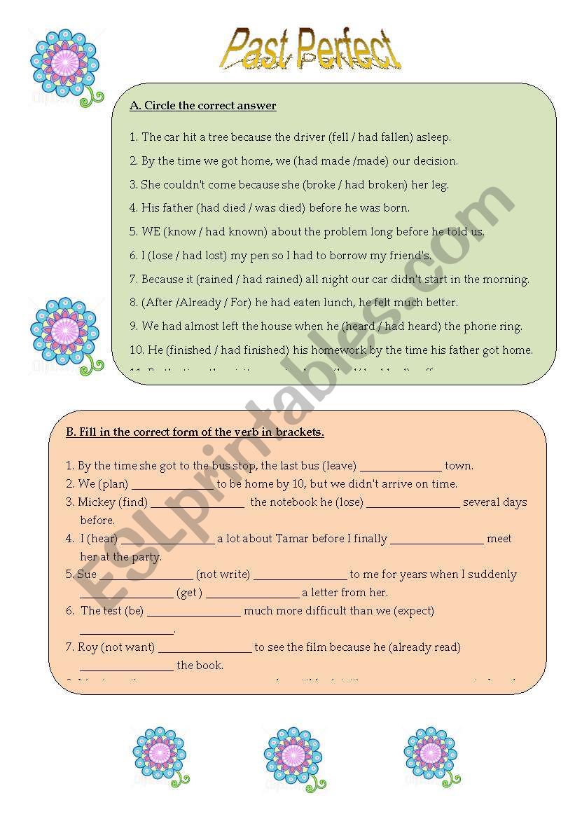 Past Perfect and Past Simple worksheet