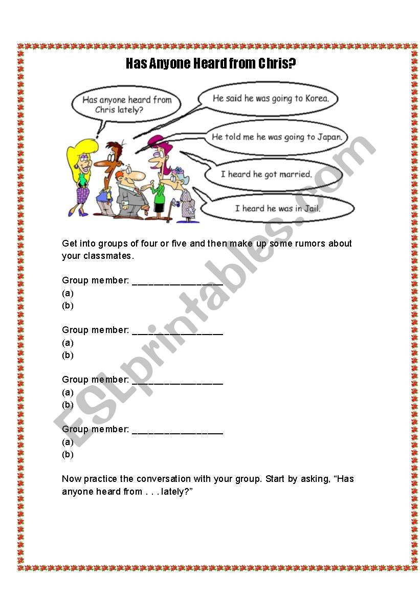 has anyone heard... worksheet