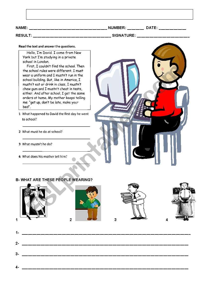 english test worksheet