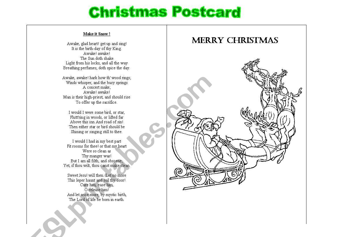 Christmas Postcard  worksheet