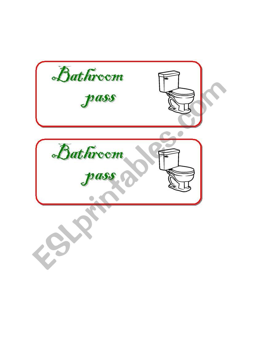 Bathroom pass worksheet