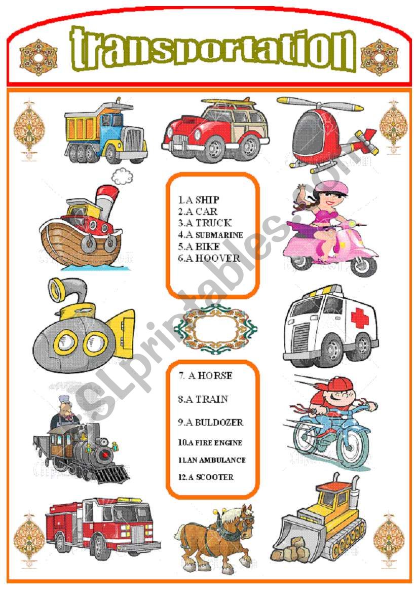 TRANSPORTATION worksheet