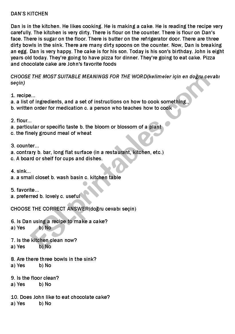 Reading about Present Tenses worksheet