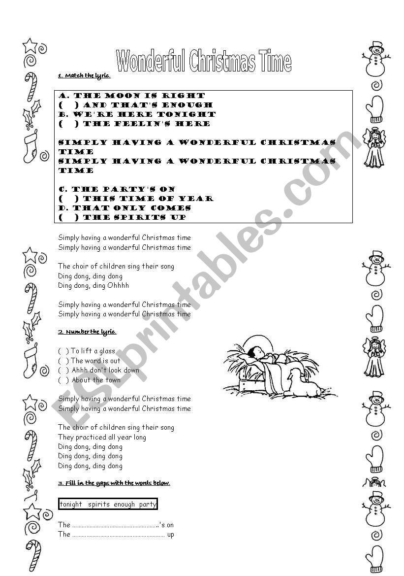 Wonderful Christmas Time worksheet