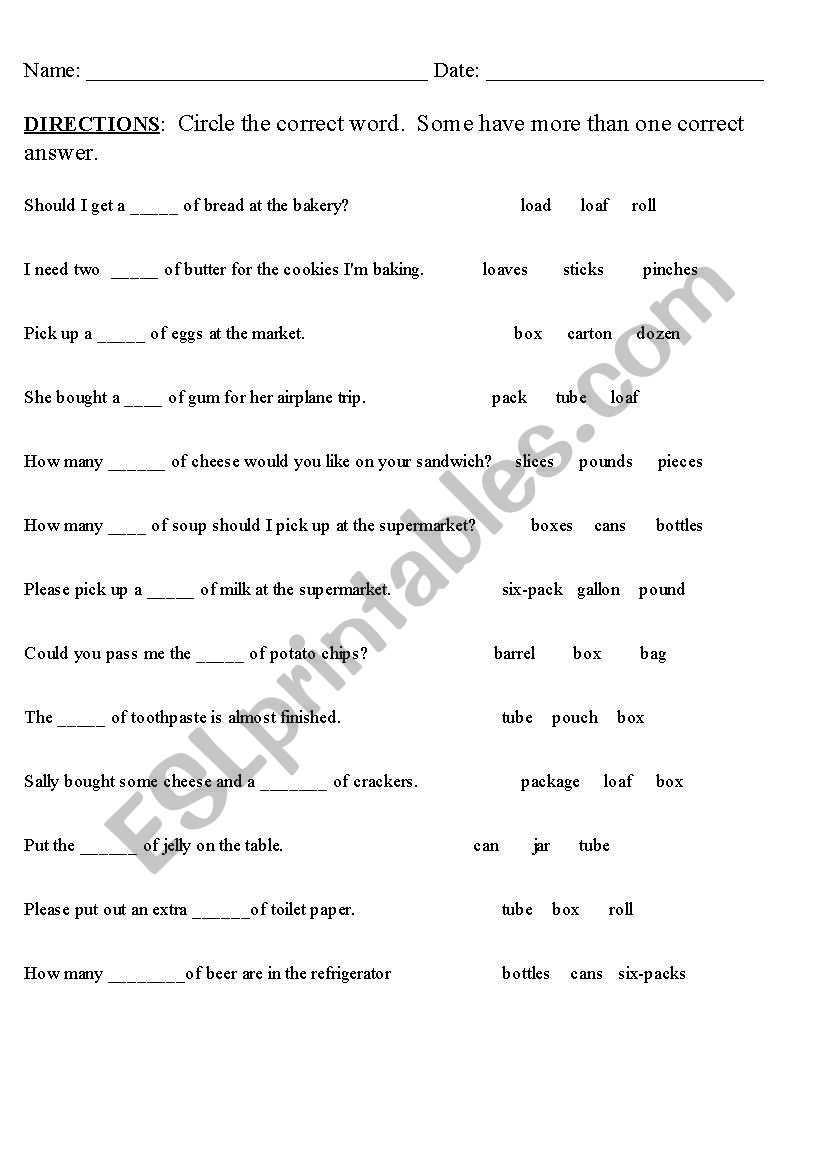 fill in the blank worksheet