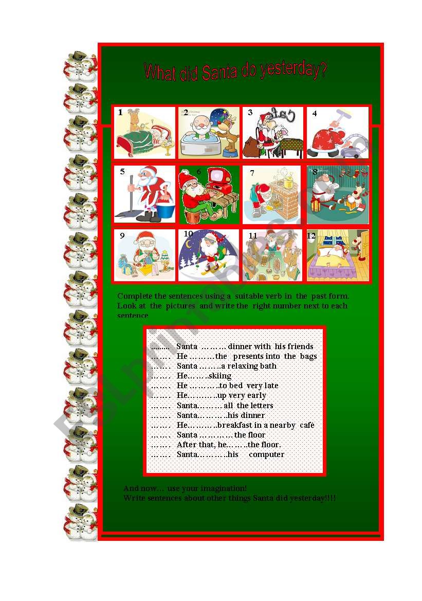 Santa. Simple Past worksheet