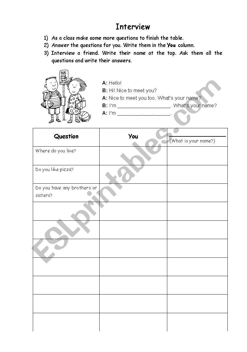 Interview worksheet