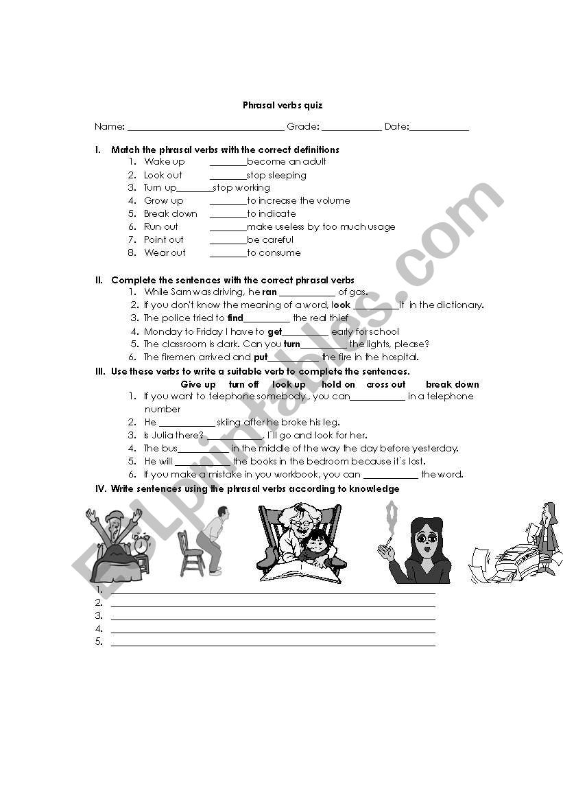 phrasal verbs worksheet