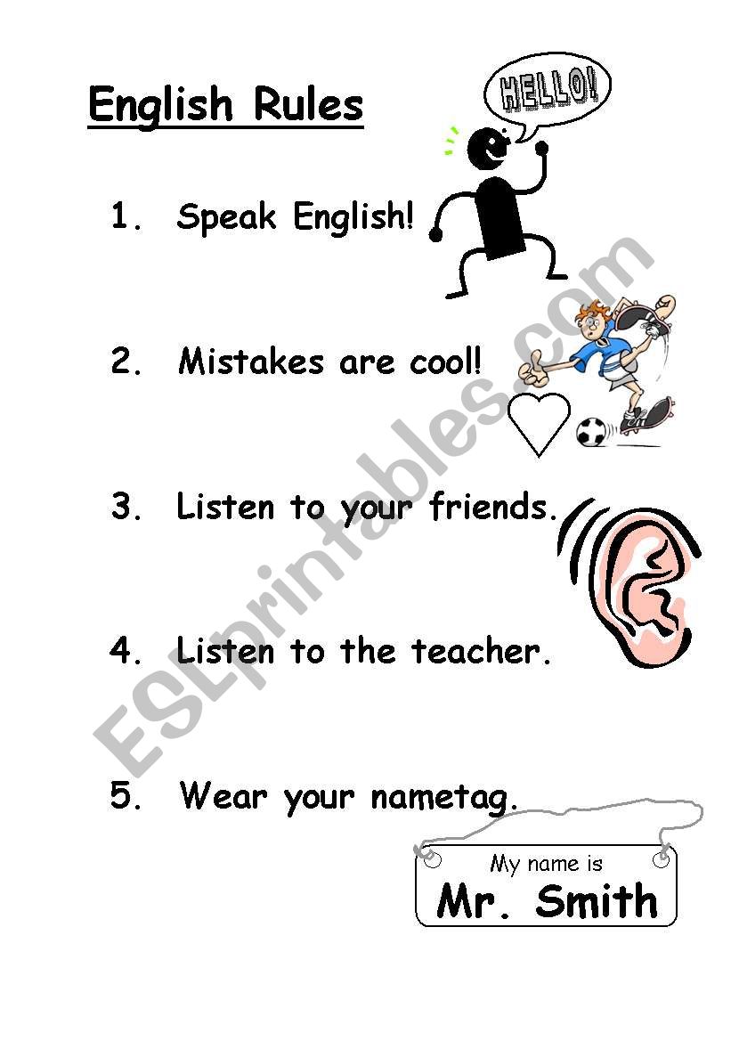 Classroom rules worksheet