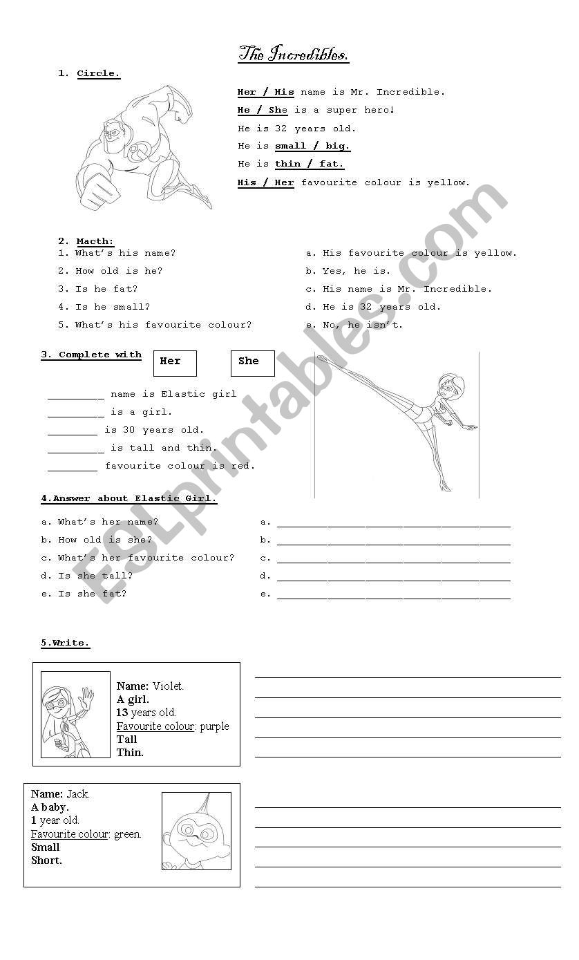 The Incredibles worksheet