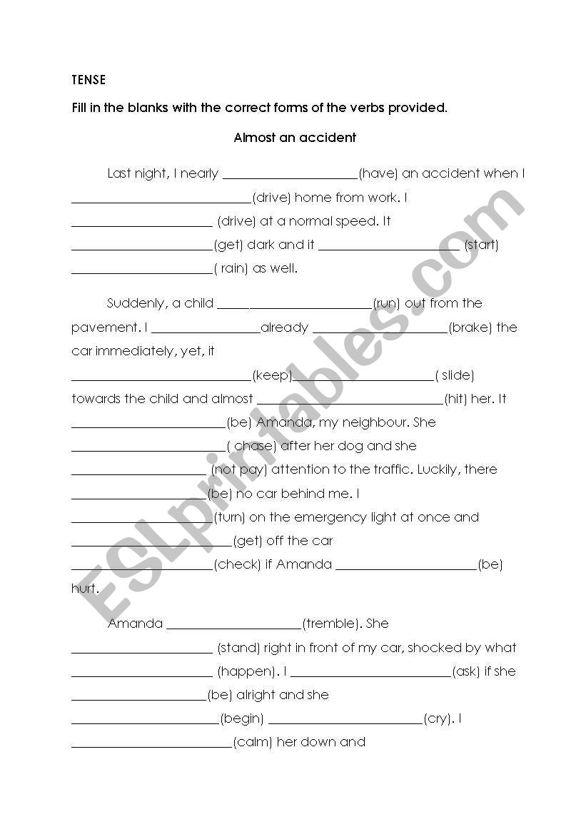 Tenses (Mixed Form) worksheet