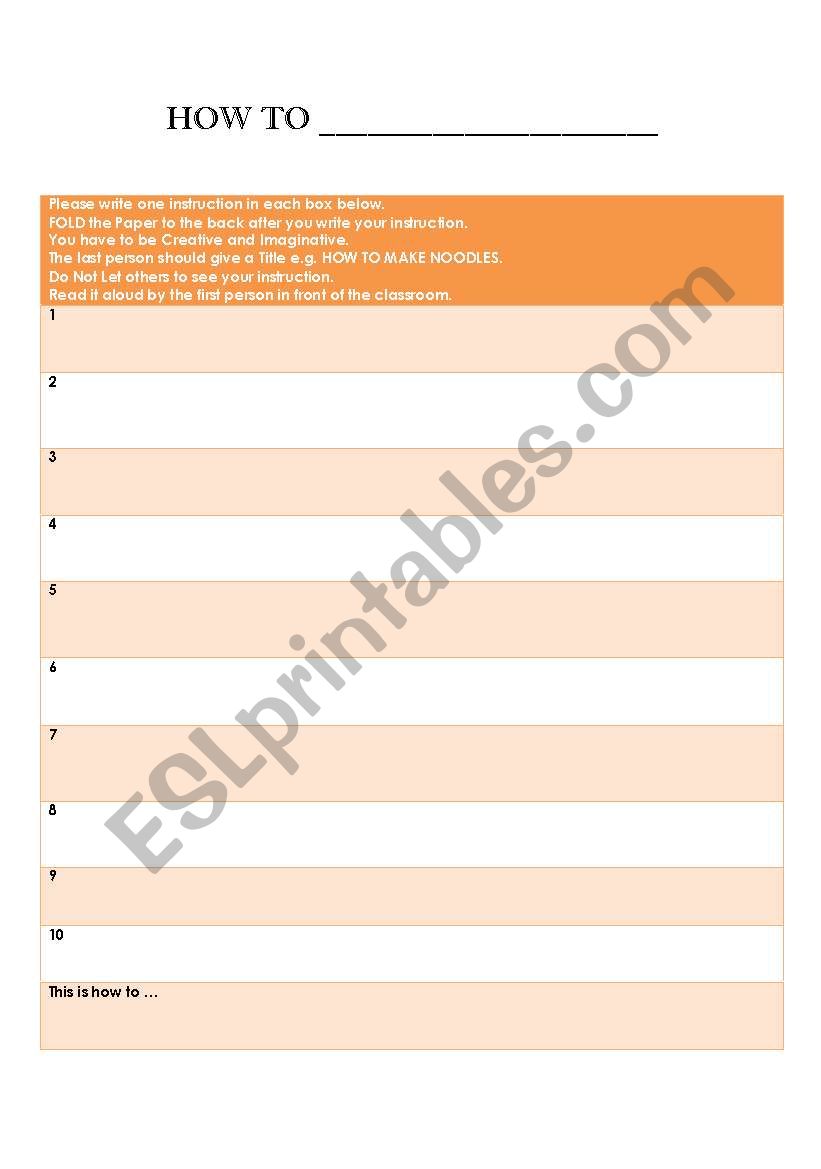 CRAZY INSTRUCTIONS worksheet