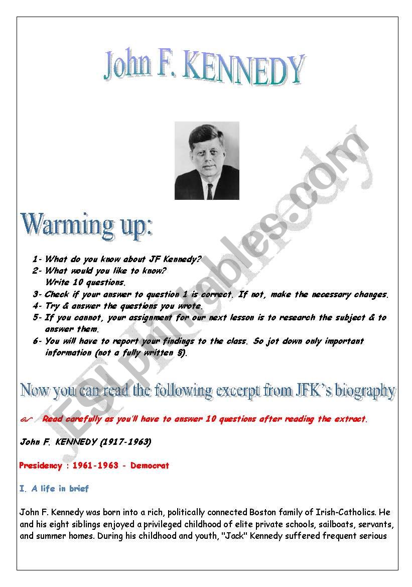 JF Kennedy (project) worksheet