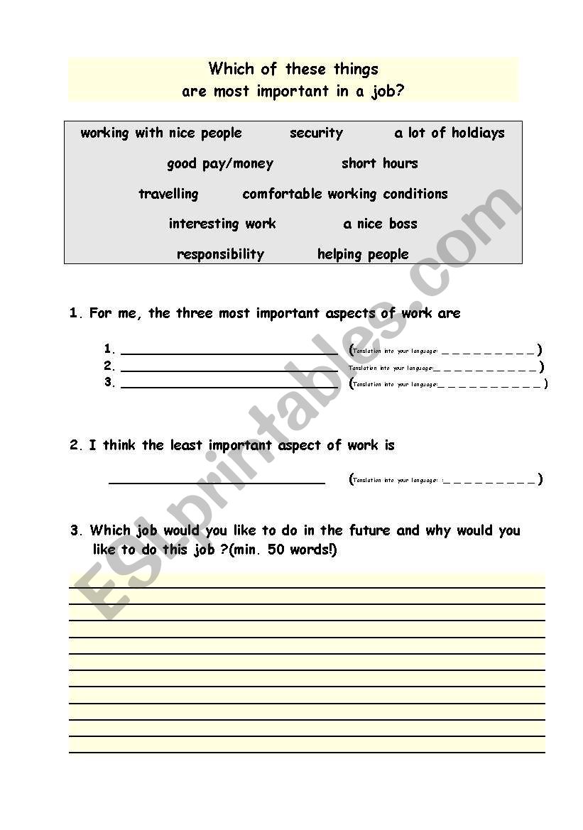 Job satisfaction - What is most important in a job?