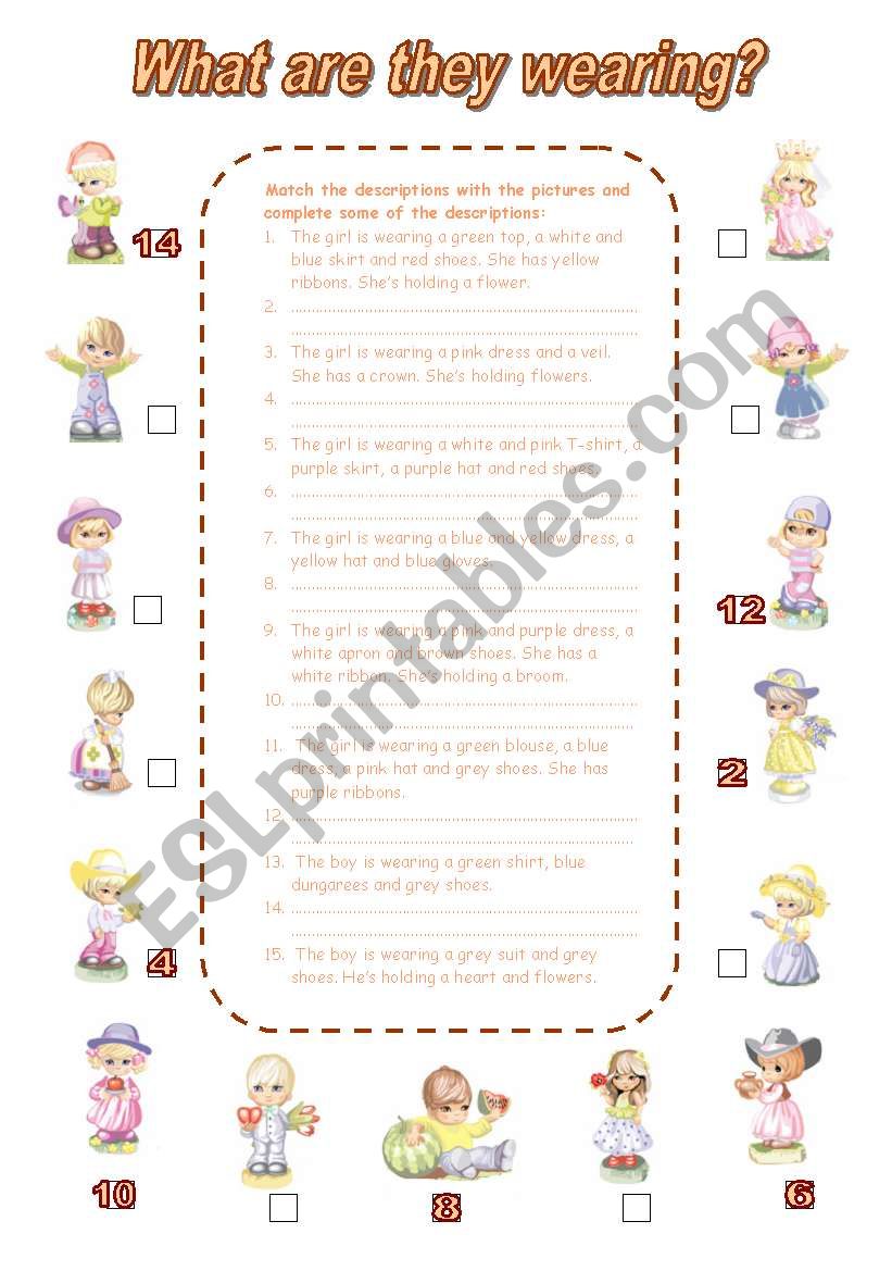 What are they wearing? (3) worksheet